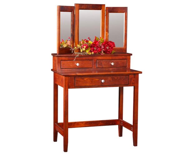 Vanity Table with Drawers with Tri-Fold Mirror